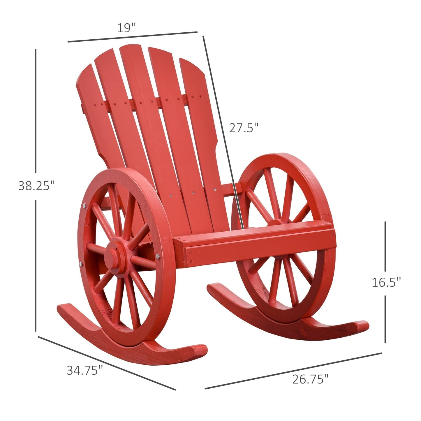 Outdoor and Garden-Adirondack Rocking Chair with Slatted Design and Oversize Back - Outdoor Style Company