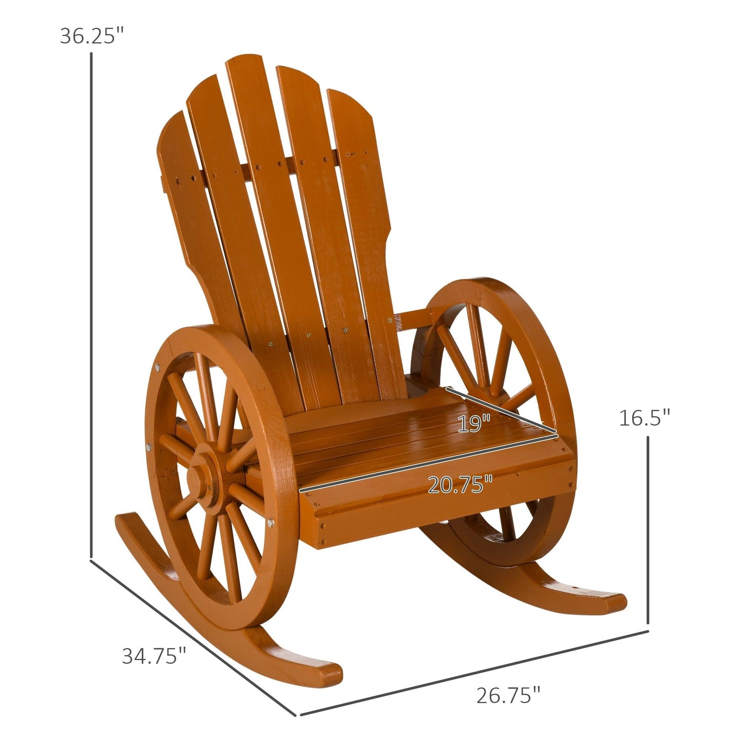 Outdoor and Garden-Adirondack Rocking Chair with Slatted Design and Oversize Back - Outdoor Style Company