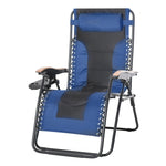 Outdoor and Garden-Adjustable Zero Gravity Lounge Chair Folding Patio Recliner with Cup Holder Tray & Headrest Blue/Black - Outdoor Style Company