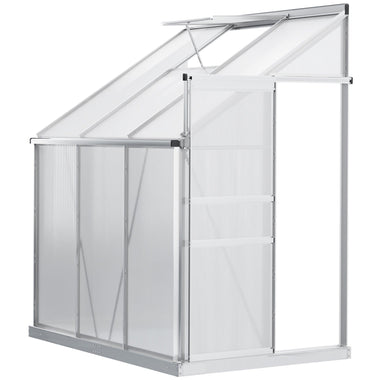 Outdoor and Garden-Aluminum Greenhouse Polycarbonate Walk-in Garden Greenhouse with Adjustable Roof Vent, Rain Gutter and Sliding Door, 6' x 4' x 7' Clear - Outdoor Style Company