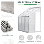 Outdoor and Garden-Aluminum Greenhouse Polycarbonate Walk-in Garden Greenhouse with Adjustable Roof Vent, Rain Gutter and Sliding Door, 6' x 4' x 7' Clear - Outdoor Style Company