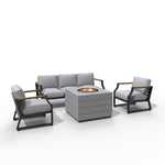 -Aluminum Outdoor Square Firepit Seating Sofa Set with Dining Chairs - Outdoor Style Company