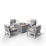 -Aluminum Outdoor Square Firepit Seating Sofa Set with Dining Chairs - Outdoor Style Company