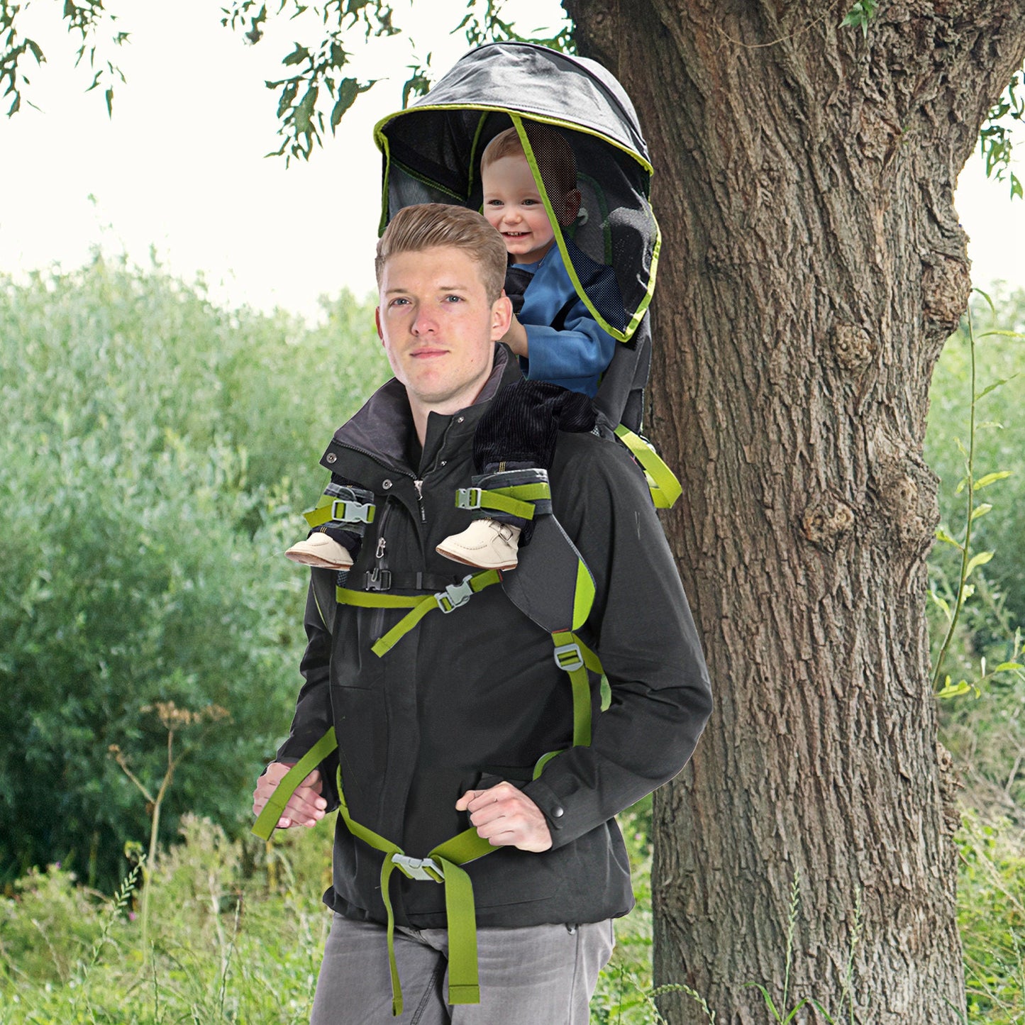 Outdoor and Garden-Baby Backpack Carrier for Hiking with Detachable Canopy, Foldable Child Carrier Outdoor with Adjustable Waist Belt, Safety Belts, for 6-36 Months - Outdoor Style Company