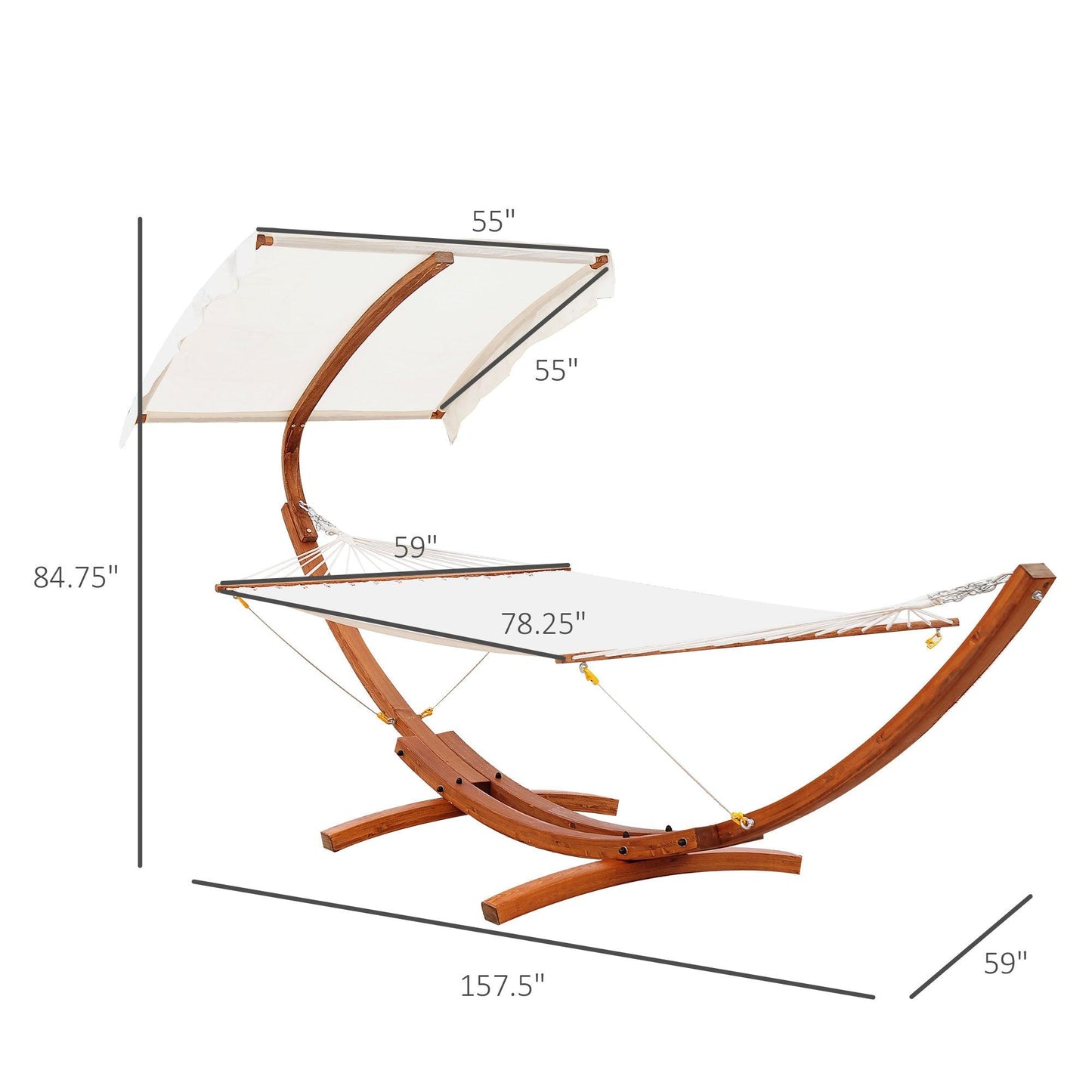 Outdoor and Garden-Backyard 2-Person Extra Wide Outdoor Arc Hammock with Canopy and Stand - Outdoor Style Company