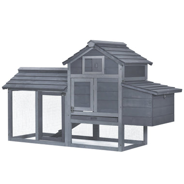 Outdoor and Garden-Backyard Chicken Coop Kit Outdoor 59" Solid Wood Enclosed House with Ventilation Door, Removable Tray & Chicken Nesting Box Grey - Outdoor Style Company