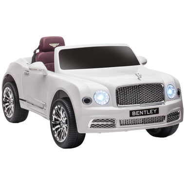Toys and Games-Bentley 12V Ride on Car with Remote Control, Kids Battery Powered Car with LED Lights, MP3, Horn, Music & 2 Motors for 37-72 Months, White - Outdoor Style Company
