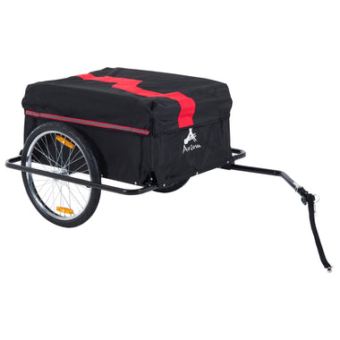Sports and Fitness-Bicycle Cargo Trailer, Two-Wheel Bike Luggage Wagon Trailer with Removable Cover, Red - Outdoor Style Company