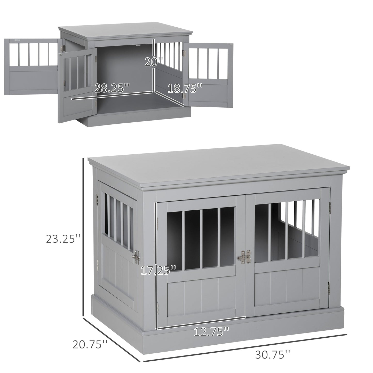Pet Supplies-Cat Litter Box Enclosure with Magnetic Doors, Cat Washroom Nightstand with Large Top, Hidden Litter Box Side Table with Latches, Dark Gray - Outdoor Style Company