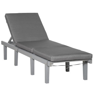 Outdoor and Garden-Chaise Lounge Chair for Outdoor, Patio Recliner with 4-Position Adjustable Backrest and Cushion for Deck, Beach, Lawn and Sunbathing, Grey - Outdoor Style Company