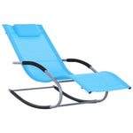 Outdoor and Garden-Chaise Rocker Patio Lounge Chairs with Recliner w/ Detachable Pillow & Durable Weather-Fighting Fabric, Blue - Outdoor Style Company