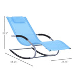 Outdoor and Garden-Chaise Rocker Patio Lounge Chairs with Recliner w/ Detachable Pillow & Durable Weather-Fighting Fabric, Blue - Outdoor Style Company