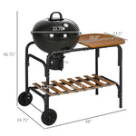 Outdoor and Garden-Charcoal Grill BBQ, 21-Inch Rolling Backyard Barbecue with Chopping Block Table, a Cutting Board, Shelf, Wheels, Vents & Thermometer, Black - Outdoor Style Company