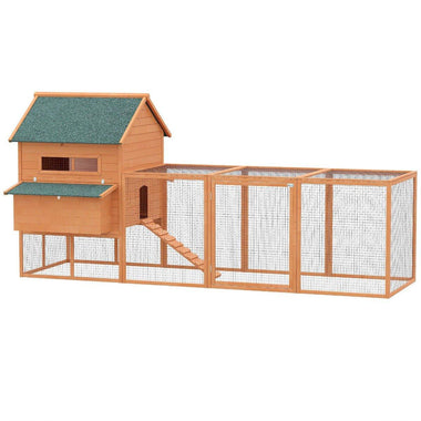 Outdoor and Garden-Chicken Coop 137" XL Solid Wood Deluxe Outdoor Lockable Chicken Coop Kit with Nesting Box and Run Orange - Outdoor Style Company
