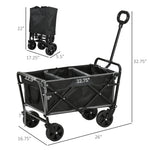 Outdoor and Garden-Collapsible Folding Wagon, Garden Wagon Portable Cart with All-Terrain Beach Wheels, Adjustable Handle, Black - Outdoor Style Company