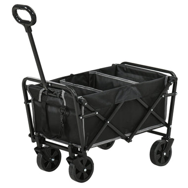 Outdoor and Garden-Collapsible Folding Wagon, Garden Wagon Portable Cart with All-Terrain Beach Wheels, Adjustable Handle, Black - Outdoor Style Company