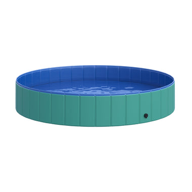 Pet Supplies-Dog Bathing Tub 12" x 63" Collapsible PVC Pet Foldable Swimming Pool Green / Blue - Outdoor Style Company