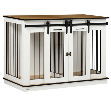 Pet Supplies-Dog Crate Dog House, Dog Cage End Table with Divider Panel, Dog Crate Furniture for Large Dog & 2 Small Dogs, White - Outdoor Style Company