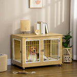 Pet Supplies-Dog Crate Furniture, Dog Cage Kennel Side End Table Indoor with Soft Cushion& Double Doors, for Medium Large Dogs, Oak - Outdoor Style Company