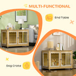 Pet Supplies-Dog Crate Furniture, Dog Cage Kennel Side End Table Indoor with Soft Cushion& Double Doors, for Medium Large Dogs, Oak - Outdoor Style Company