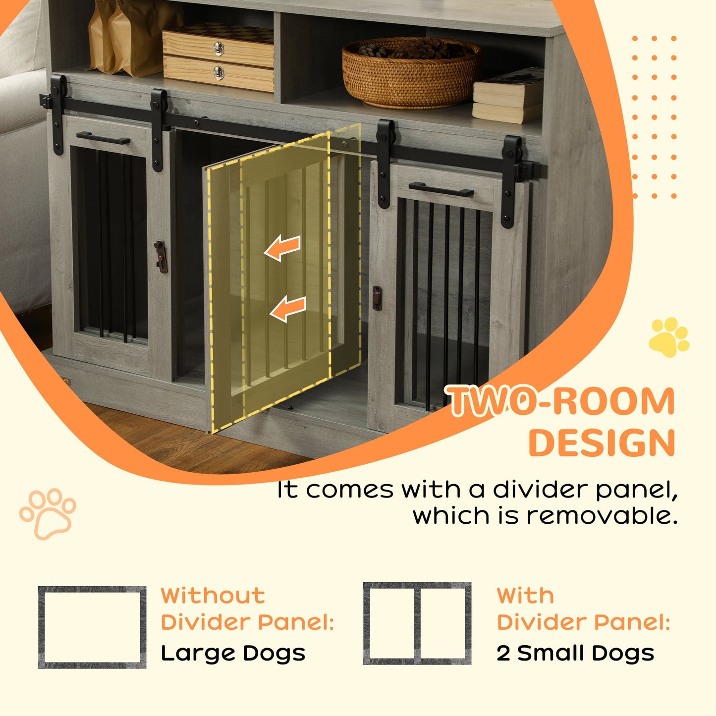 Pet Supplies-Dog Crate Furniture for Large Small Dogs, Large Dog Cage Kennel with Shelves & Sliding Doors, 47" x 23.5" x 35", Gray - Outdoor Style Company