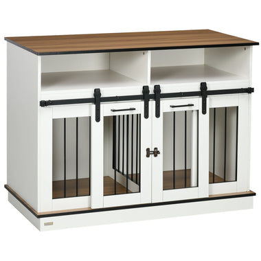 Pet Supplies-Dog Crate Furniture for Large Small Dogs, with Shelves, Sliding Doors & Storage Space, 47" x 23.5" x 35", White - Outdoor Style Company