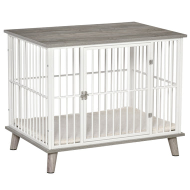 Pet Supplies-Dog Crate, Furniture Style Pet Cage Kennel, Decorative Dog House with Soft Cushion & Wooden Top, for Small & Medium Dogs, Indoor Use, Gray - Outdoor Style Company