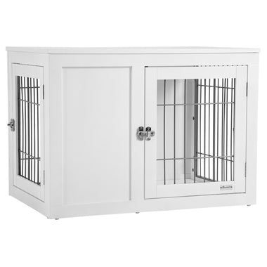 Pet Supplies-Dog Crate Furniture Table, Dog Cage End Table with Double Doors & Locks, for Small and Medium Dogs, White - Outdoor Style Company