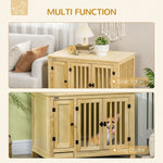 Pet Supplies-Dog Crate Furniture Table, Indoor Dog Kennels with Cushion Drawer Bowl Storage for Small Dogs, 37.5" x 23" x 27.5", Natural - Outdoor Style Company