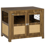 Pet Supplies-Dog Crate Furniture Table with Cushion, Dog Kennel End Table with Double Doors, Latch, Indoor Use, for Small and Medium-Sized Dogs, Walnut - Outdoor Style Company