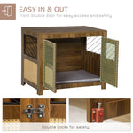 Pet Supplies-Dog Crate Furniture Table with Cushion, Dog Kennel End Table with Double Doors, Latch, Indoor Use, for Small and Medium-Sized Dogs, Walnut - Outdoor Style Company