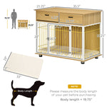 Pet Supplies-Dog Crate Side End Table, Dog Kennel Furniture with Drawers, Soft Cushion & Lockable Door, for Small and Medium Dogs, Oak - Outdoor Style Company