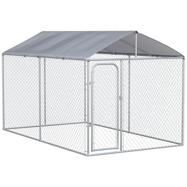 Pet Supplies-Dog Kennel Heavy Duty Playpen with Galvanized Steel Secure Lock Mesh Sidewalls and Waterproof Cover for Backyard & Patio, 13' x 7.5' x 7.5' - Outdoor Style Company