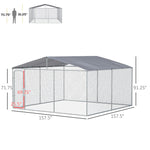 Outdoor and Garden-Dog Kennel Outdoor Heavy Duty Playpen with Galvanized Steel Secure Lock Mesh Sidewalls and Waterproof Cover for Backyard, 13' x 13' x 7.5' - Outdoor Style Company