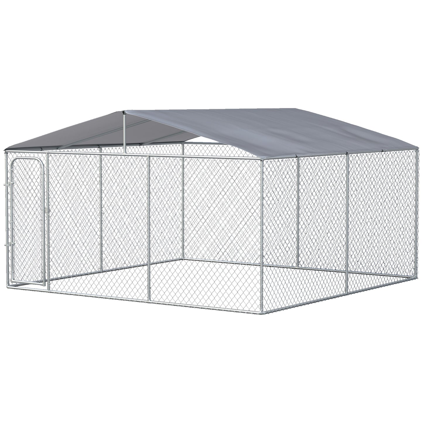 Outdoor and Garden-Dog Kennel Outdoor Heavy Duty Playpen with Galvanized Steel Secure Lock Mesh Sidewalls and Waterproof Cover for Backyard, 13' x 13' x 7.5' - Outdoor Style Company
