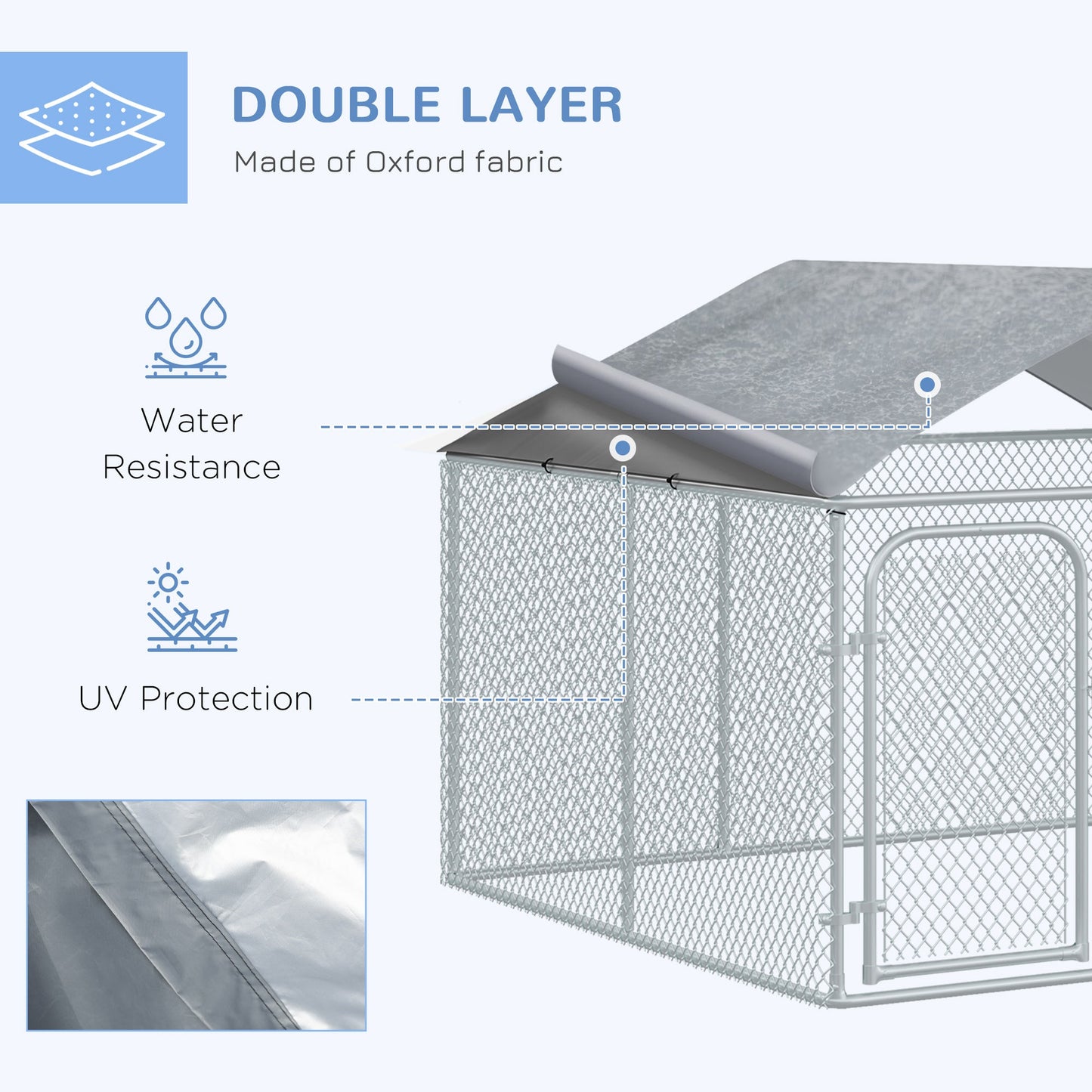 Outdoor and Garden-Dog Kennel Outdoor Heavy Duty Playpen with Galvanized Steel Secure Lock Mesh Sidewalls and Waterproof Cover for Backyard & Patio - Outdoor Style Company