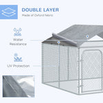 Outdoor and Garden-Dog Kennel Outdoor Heavy Duty Playpen with Galvanized Steel Secure Lock Mesh Sidewalls and Waterproof Cover for Backyard & Patio - Outdoor Style Company