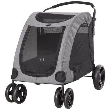 Pet Supplies-Dog Stroller Universal Wheel with Storage Basket Ventilated Foldable Oxford Fabric for Medium Size Dogs, Grey - Outdoor Style Company