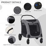 Pet Supplies-Dog Stroller Universal Wheel with Storage Basket Ventilated Foldable Oxford Fabric for Medium Size Dogs, Grey - Outdoor Style Company