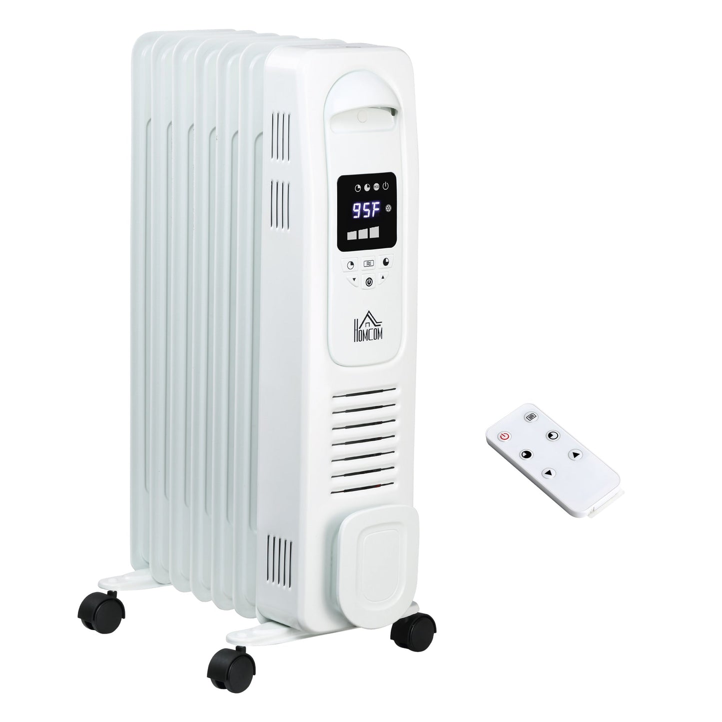 Miscellaneous-Electric Space Heater, Freestanding 161 Sq. Ft. Heater with 3 Modes, Timer, and Remote, 1500 W, White - Outdoor Style Company