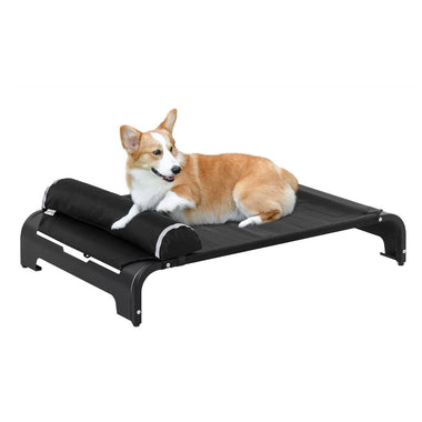 Pet Supplies-Elevated Dog Bed w/ Removable Pillow, Raised Pet Bed w/ Steel Frame & Breathable Mesh Fabric for Small and Medium Sized Dogs, Black - Outdoor Style Company