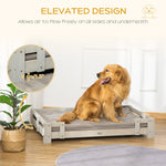 Pet Supplies-Elevated Dog Bed, Wooden Raised Pet Sofa, Portable Dog Couch Cat Lounge with Removable Washable Cushion, Light Grey - Outdoor Style Company