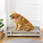 Pet Supplies-Elevated Dog Bed, Wooden Raised Pet Sofa, Portable Dog Couch Cat Lounge with Removable Washable Cushion, Light Grey - Outdoor Style Company