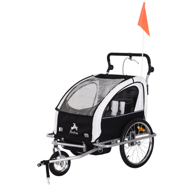 Sports and Fitness-Elite 360 Swivel Bicycle Trailer for Kids 1 Seat with Two-Wheel, Bike Cargo Trailer With 2 Security Harnesses, Bike Cart, White - Outdoor Style Company