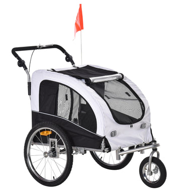Pet Supplies-Elite II 2-In-1 Pet Dog Bike Trailer and Stroller with Suspension and Storage Pockets - White - Outdoor Style Company