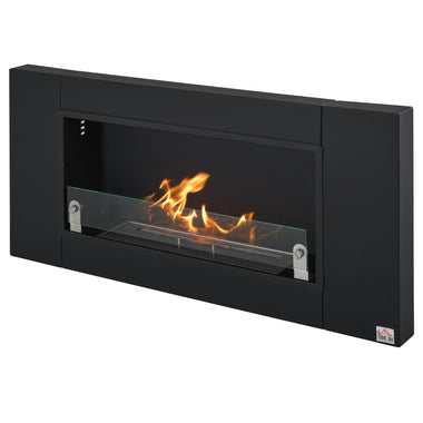 Miscellaneous-Ethanol Fireplace, 43.25 Wall-Mounted 0.73 Gal Stainless Steel Max 323 Sq. Ft., Burns up to 4 Hours, Black - Outdoor Style Company
