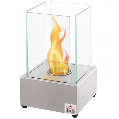 Miscellaneous-Ethanol Fireplace, 7.75" Tabletop 0.10 Gal Stainless Steel 160 Sq. Ft., Burns up to 2 Hours, Silver - Outdoor Style Company
