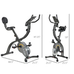 Sports and Fitness-Exercise Bike Stationary Recumbent Adjustable Pressure Control Resistance Foldable w/ LCD & Elastic Rope Grey - Outdoor Style Company