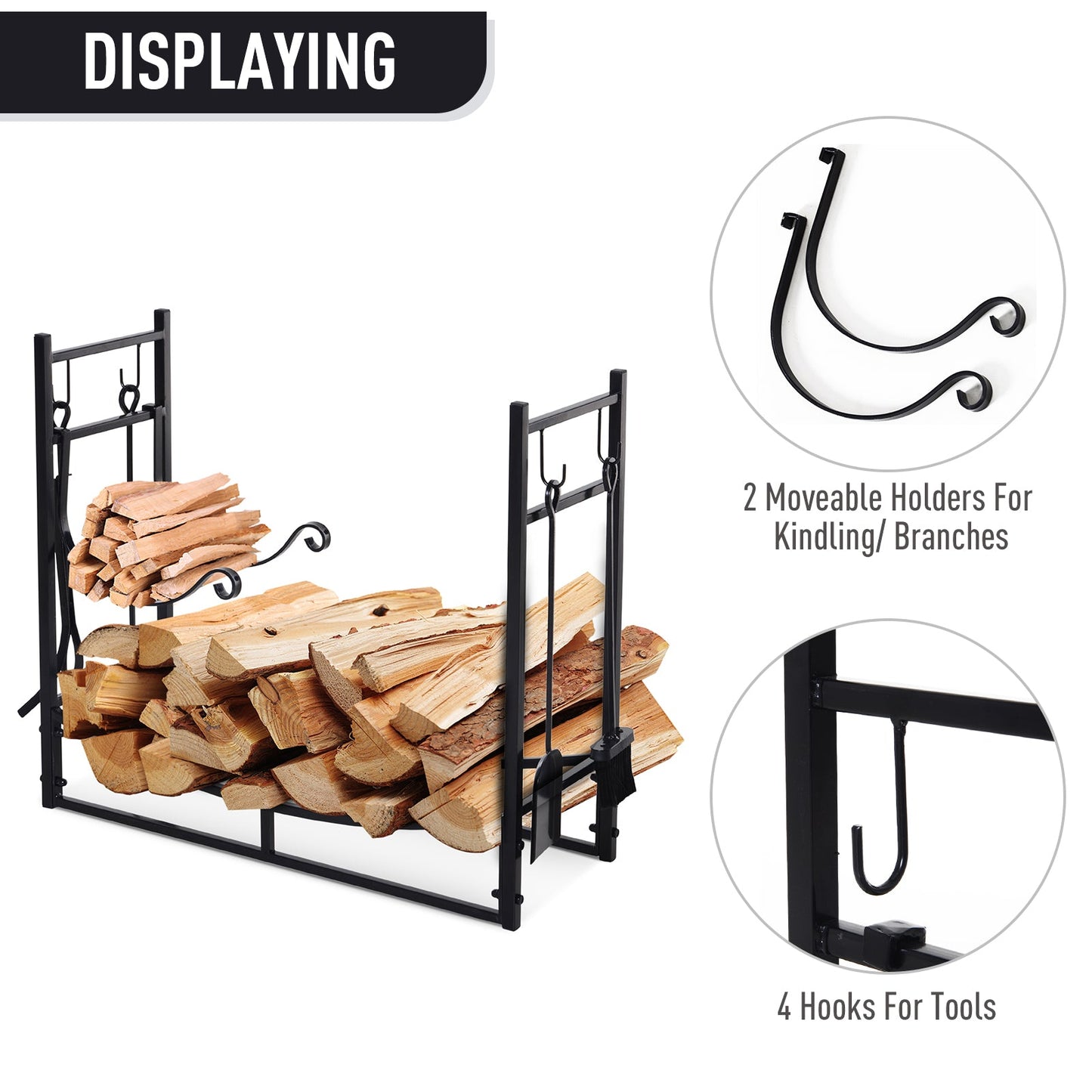 Miscellaneous-Firewood Rack with Fireplace Tools - Outdoor Style Company