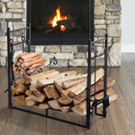 Miscellaneous-Firewood Rack with Fireplace Tools - Outdoor Style Company